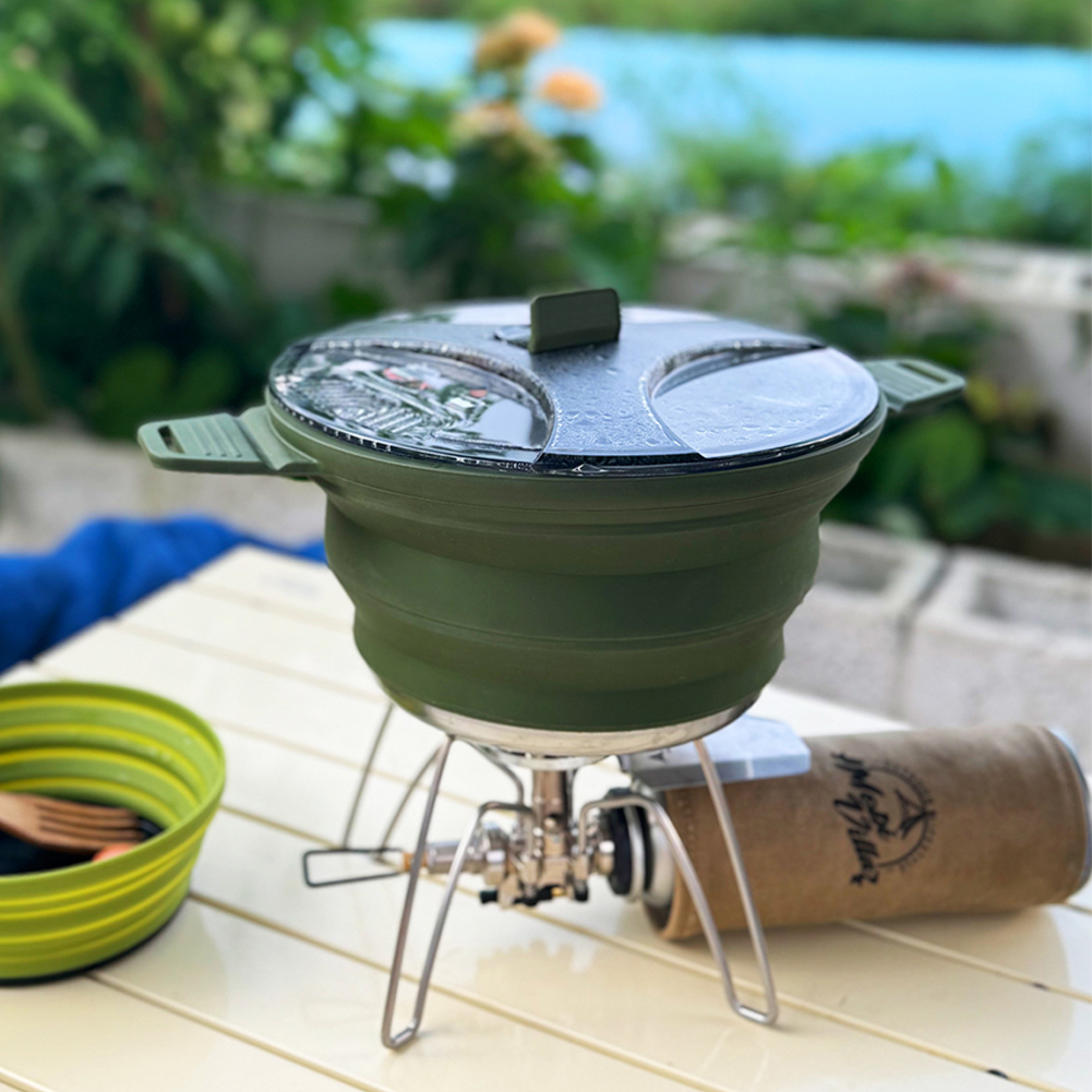 Camping Cooking Pot Set - Outdoor Camping Folding Pot, Silicone Hiking