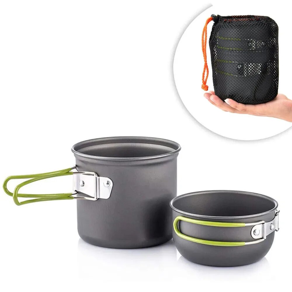 Camping Cooking Pot Set - Camping Cookware Mess Kit Ultralight Camping