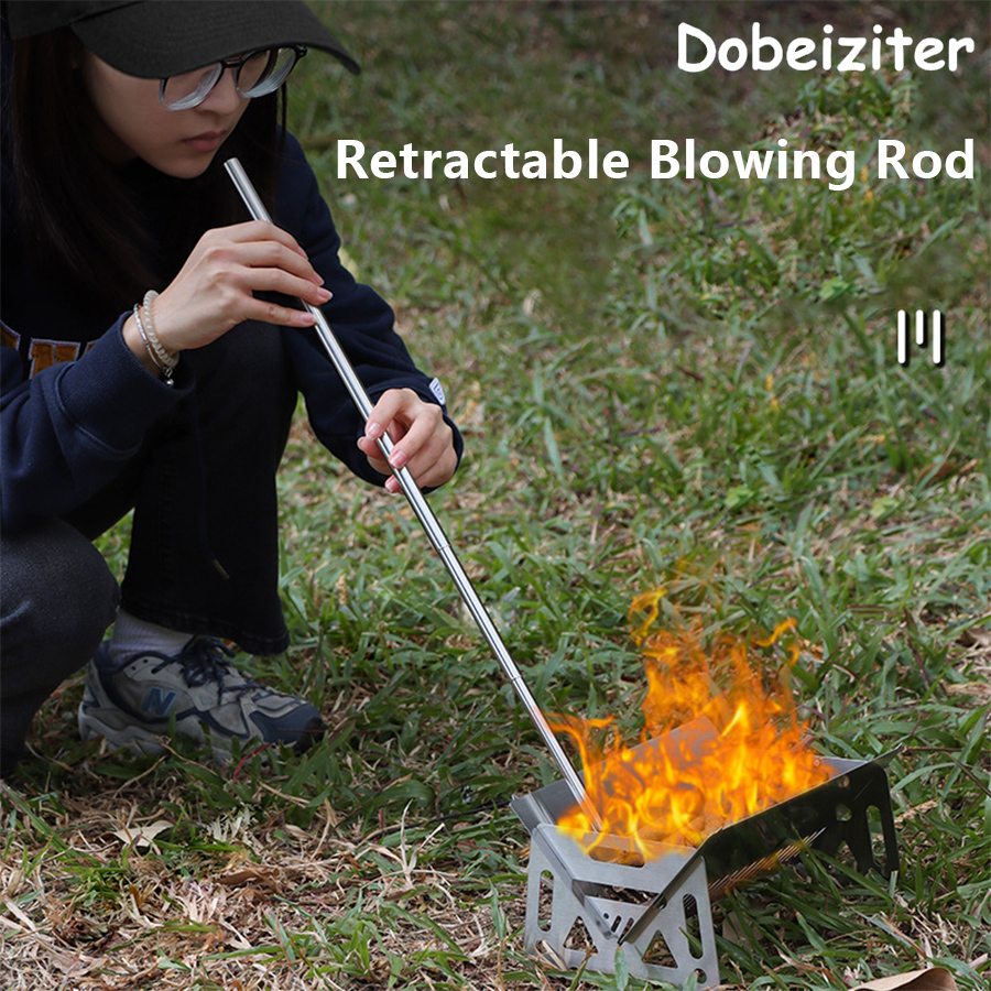 Campfire Cooking - Stainless Steel Blowpipe Pocket Bellow Collapsible