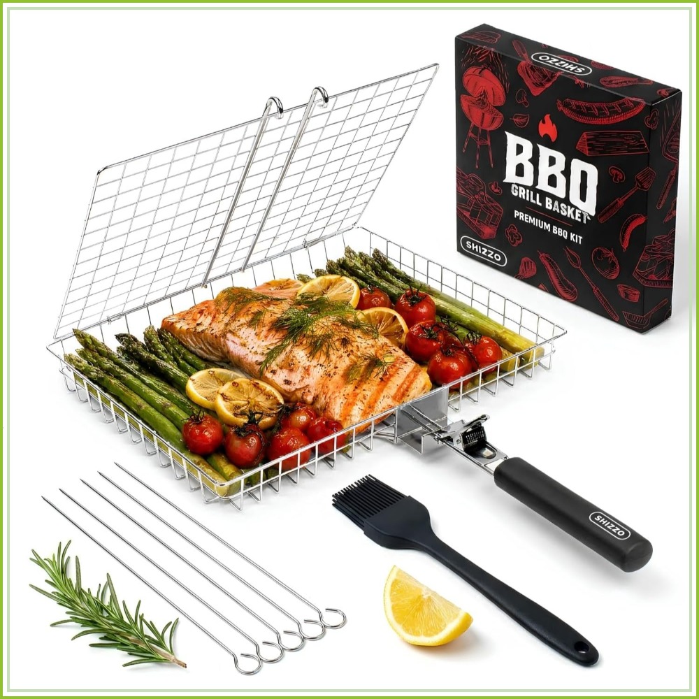 Camping Cooking Vegetables - BBQ Grill Basket Set, Stainless Steel