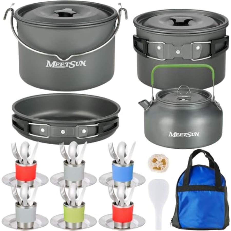 Camping Cooking Pot Set - MEETSUN Camping Cookware Set - 37