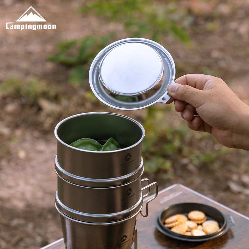 Camping Cooking Frying Pan - CAMPINGMOON S-SD Thickened Stainless Steel Fry
