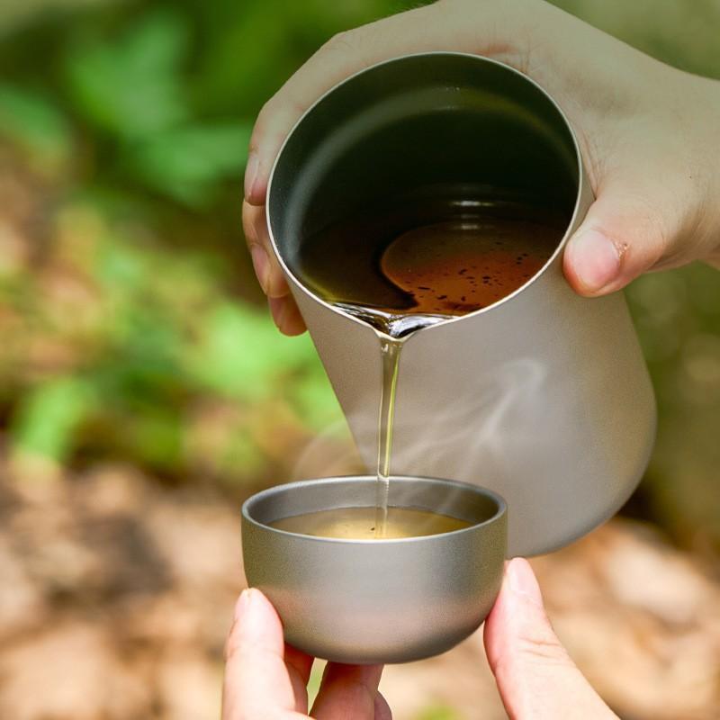 Camping Cooking Pot Set - D2 Pure Titanium Double-layer Small Tea