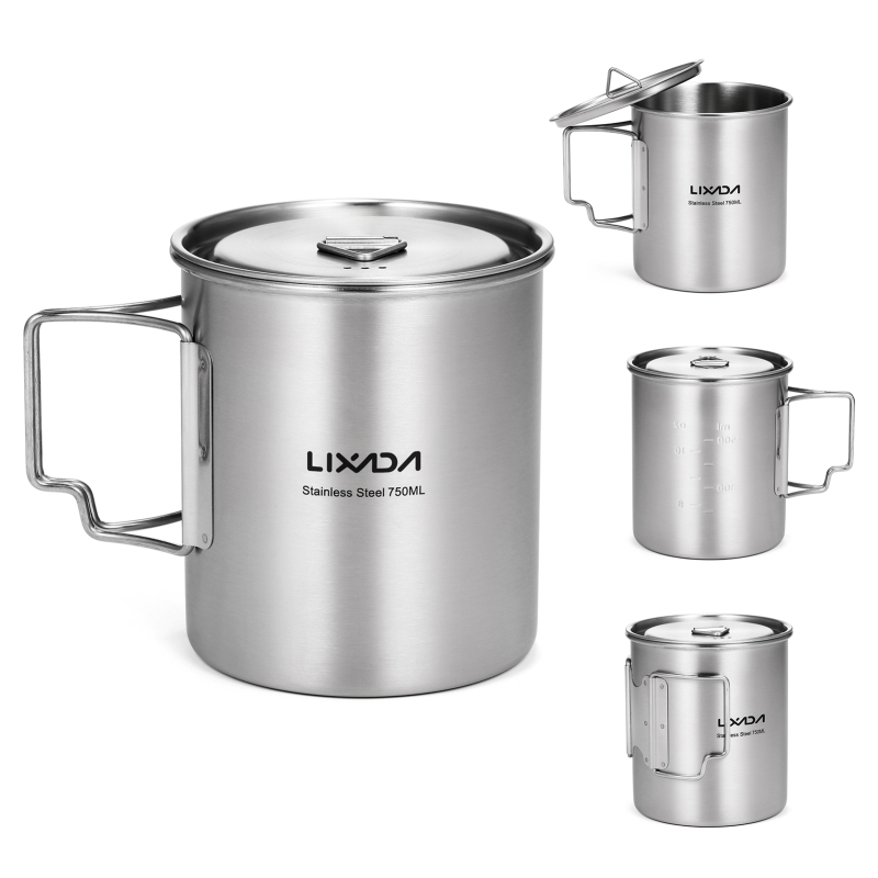Camping Cooking Roll - Lixada 750ml Cup Outdoor Stainless Steel
