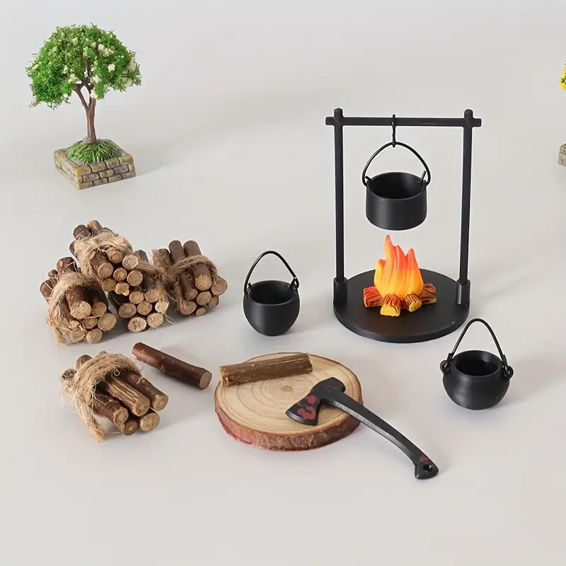 Campfire Cooking - Mini Campfire Hanging Stove Pot Dollhouse