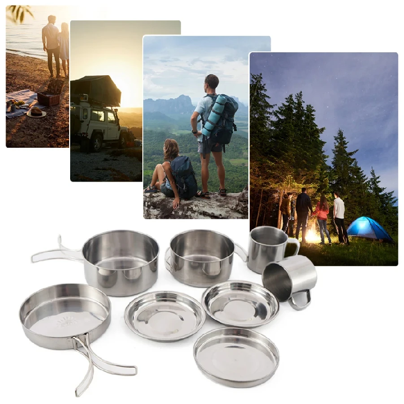 8pcs/Set Camping Cookware Mess - Camping Cooking Roll recension och pris