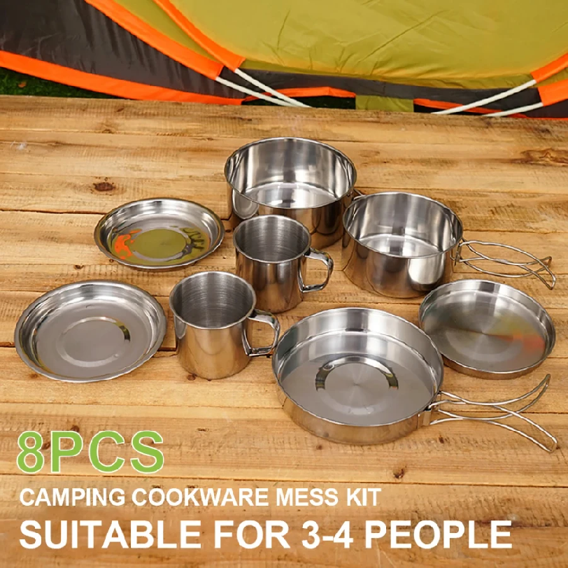 8pcs/Set Camping Cookware Mess - Camping Cooking Roll recension och pris