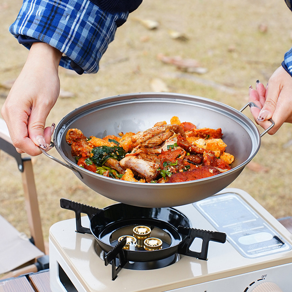 Titanium Wok Pan with Lid Doub - Camping Cooking Pot Set recension och pris