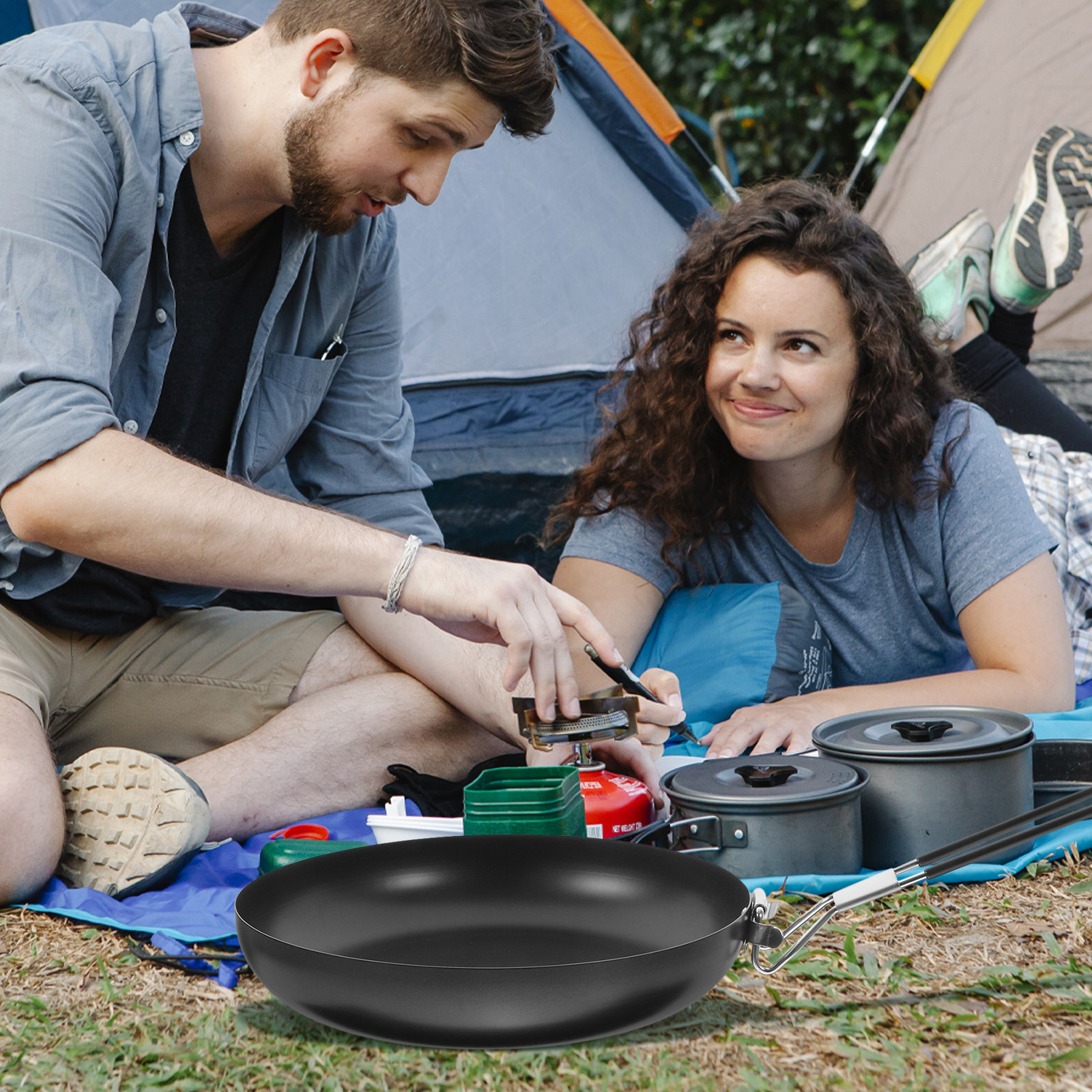 Portable Folding Iron Camping  - Camping Cooking Frying Pan recension och pris