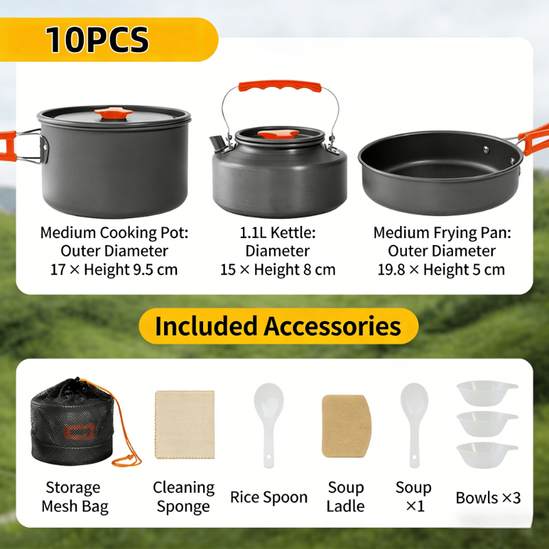10pcs Camping Cookware Set Hig - Quality Camping Cooking Set recension och pris