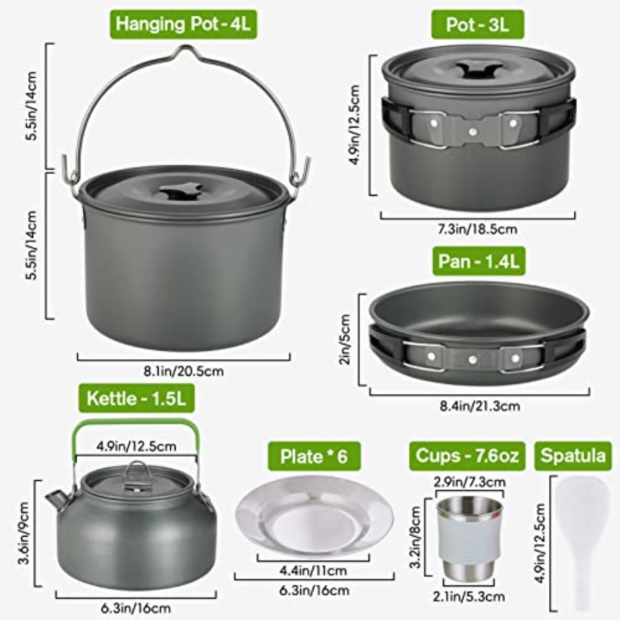 MEETSUN Camping Cookware Set - - Camping Cooking Pot Set recension och pris