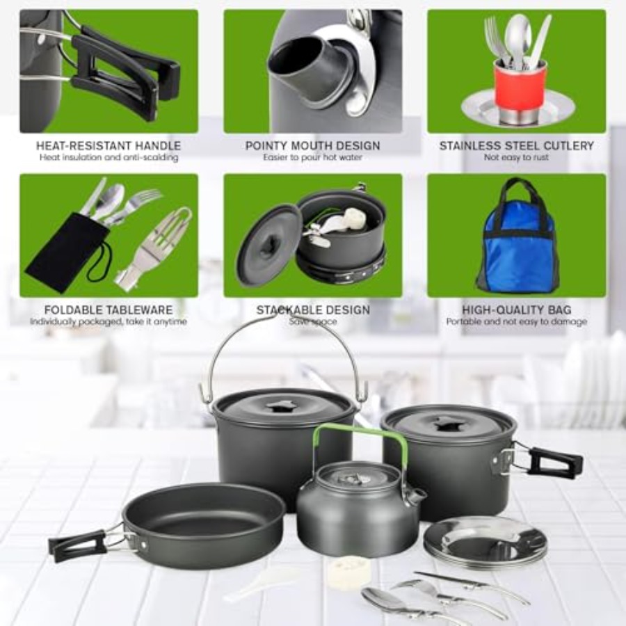 MEETSUN Camping Cookware Set - - Camping Cooking Pot Set recension och pris