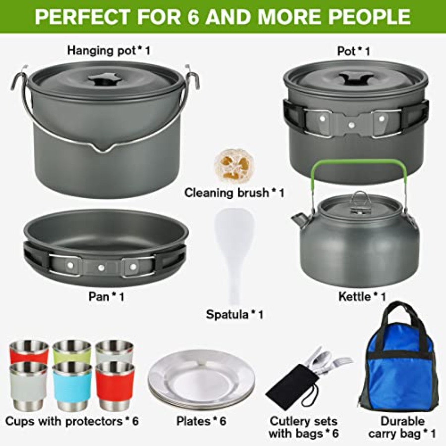 MEETSUN Camping Cookware Set - - Camping Cooking Pot Set recension och pris