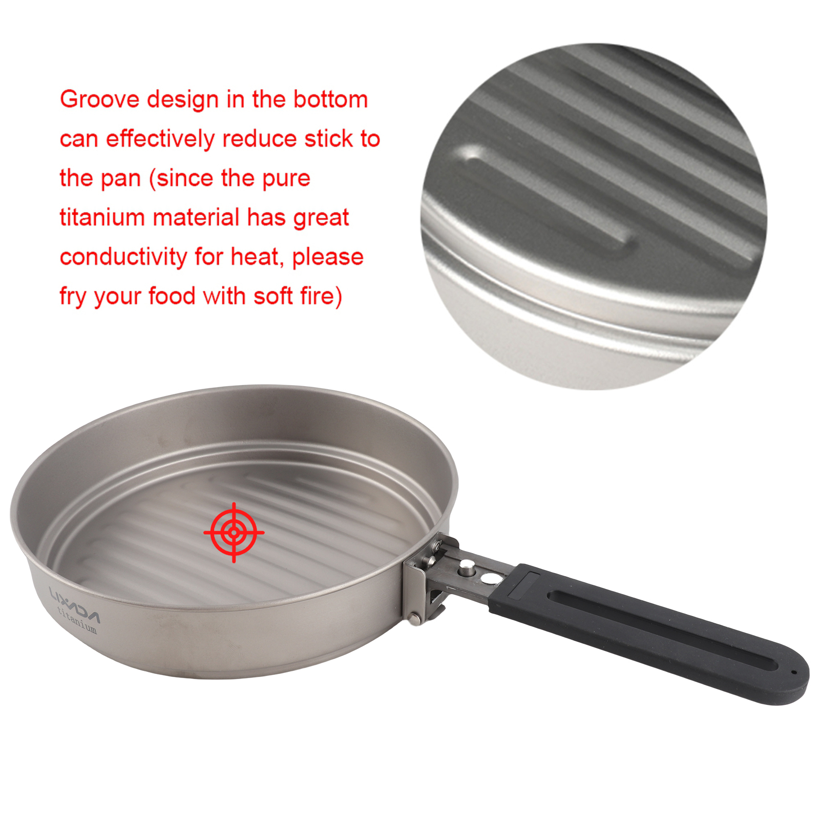 Lixada 1100ml Titanium Fry Pan - Camping Cooking Frying Pan recension och pris