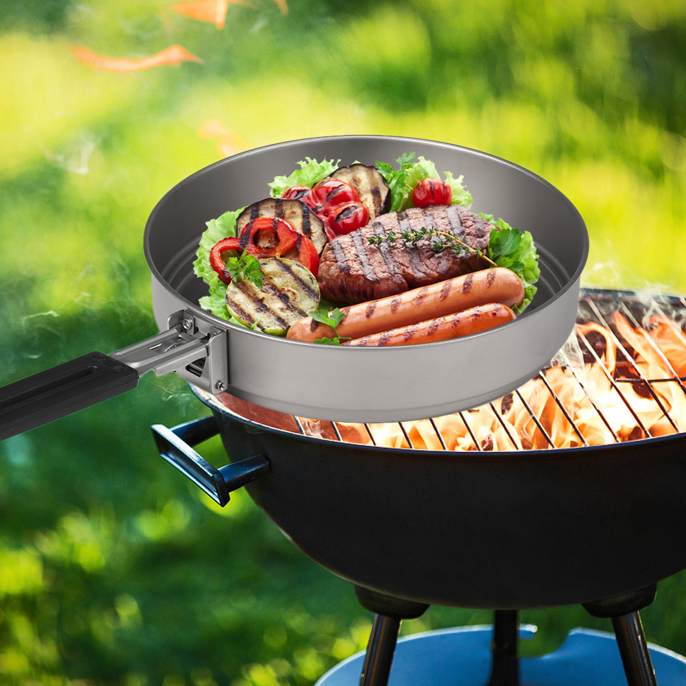 Lixada 1100ml Titanium Fry Pan - Camping Cooking Frying Pan recension och pris