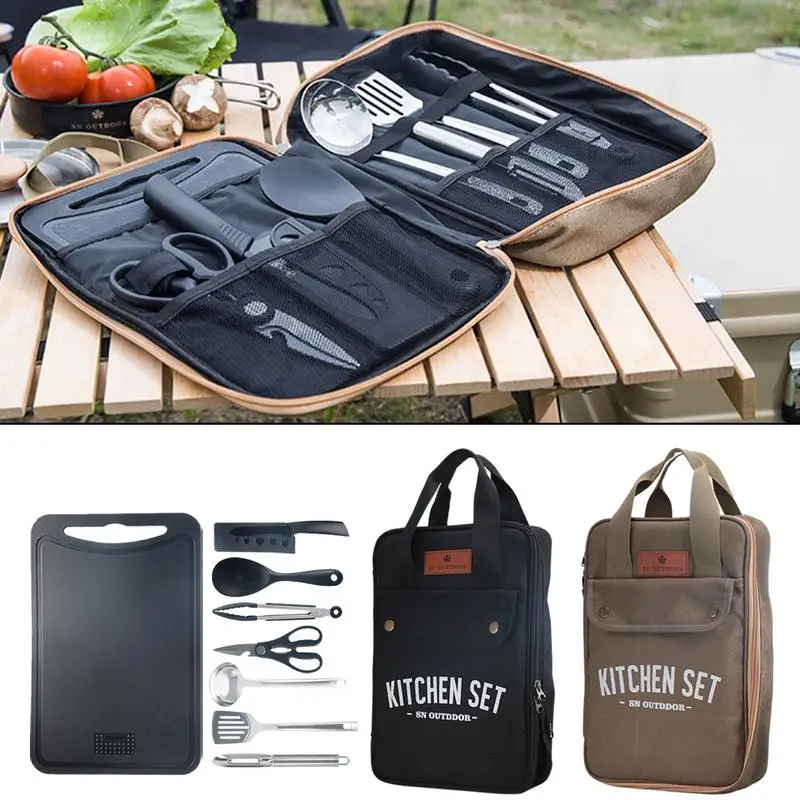 8pcs Camping Kitchen Cookware  - Camping Cooking Roll recension och pris