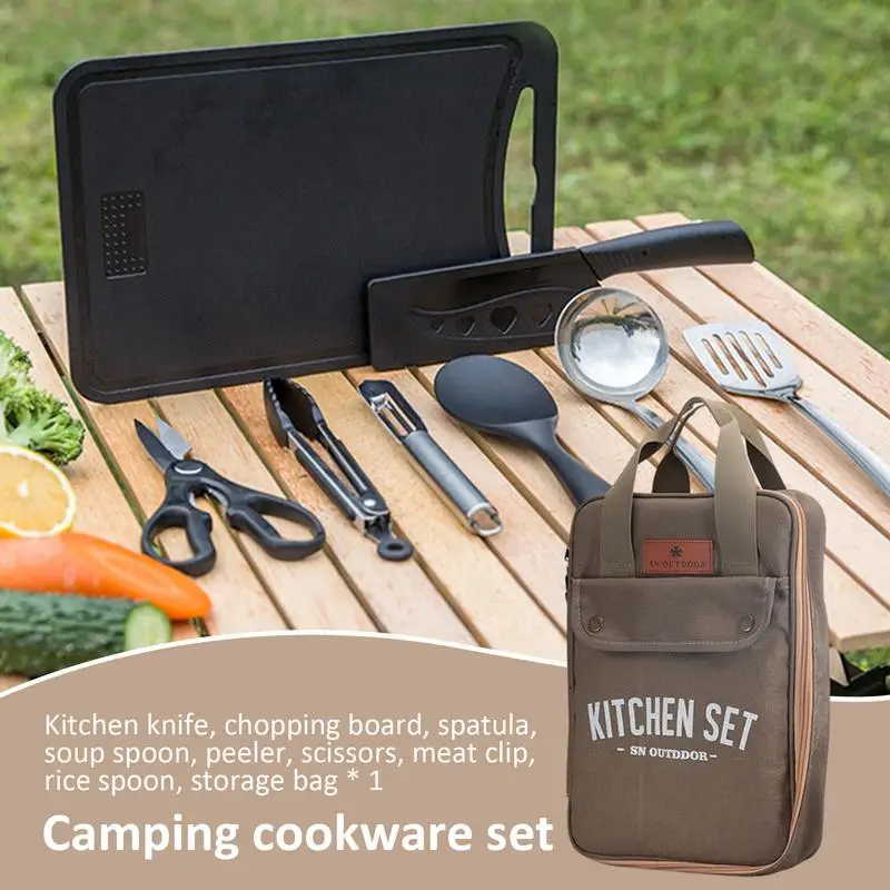 8pcs Camping Kitchen Cookware  - Camping Cooking Roll recension och pris