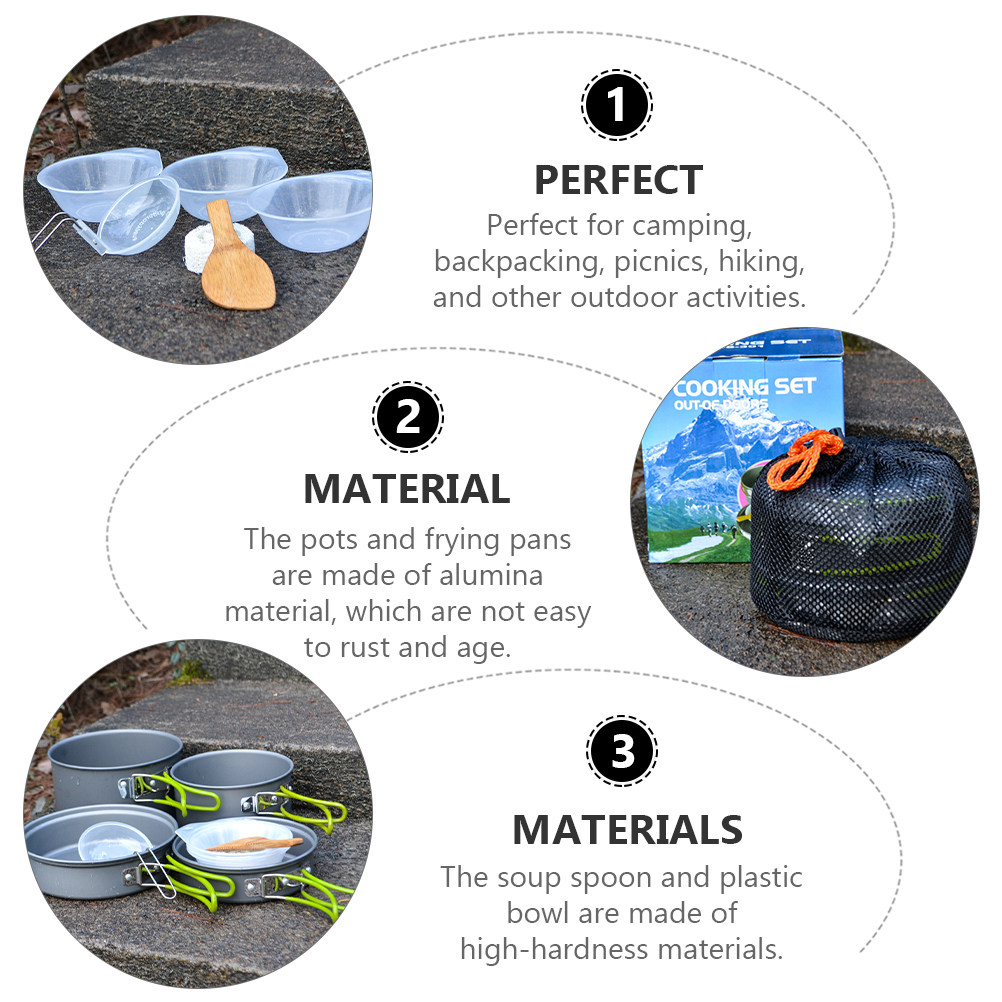 1Set Portable Camping Cookware - Camping Cooking Pot Set recension och pris