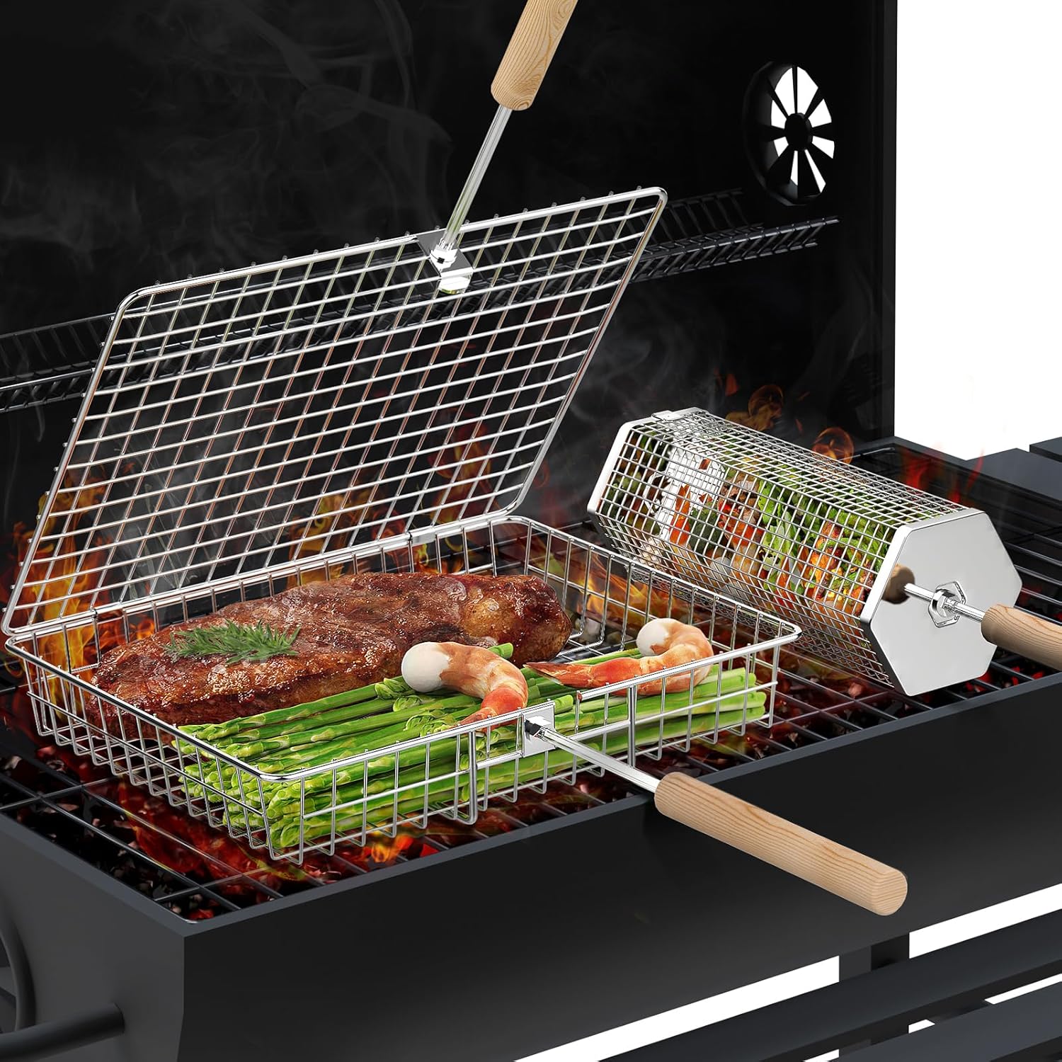 Grill Basket Set with Removabl - Camping Cooking Vegetables recension och pris