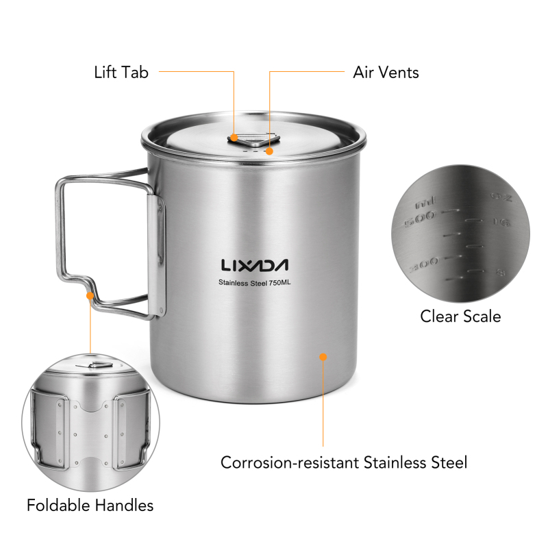 Lixada 750ml Cup Outdoor Stain - Camping Cooking Roll recension och pris