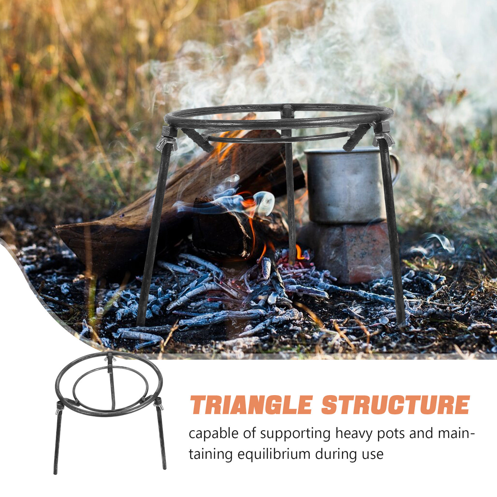 Detachable Triangular Pot Rack - Camping Cooking Ring recension och pris