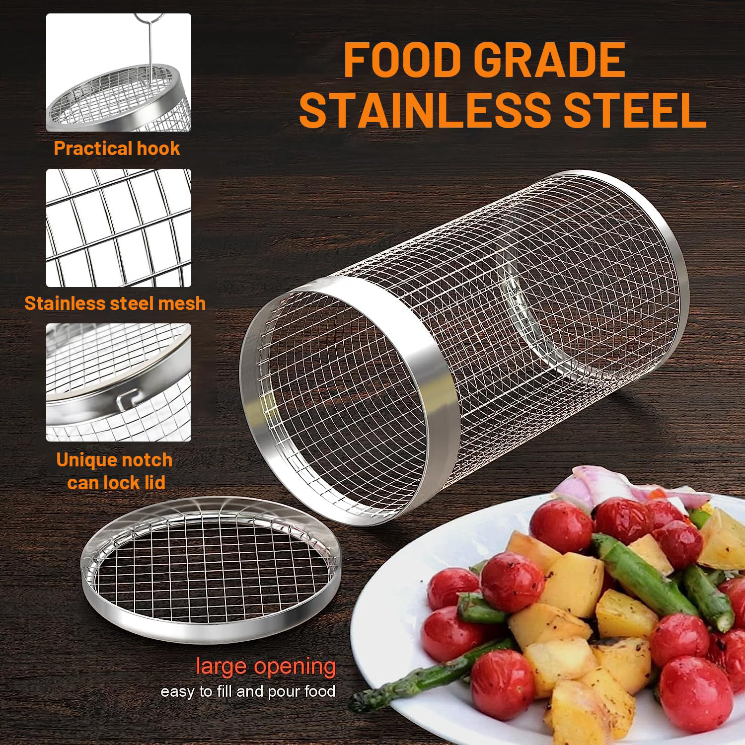 2 Pieces Rolling Grilling Bask - Camping Cooking Set Non Stick recension och pris