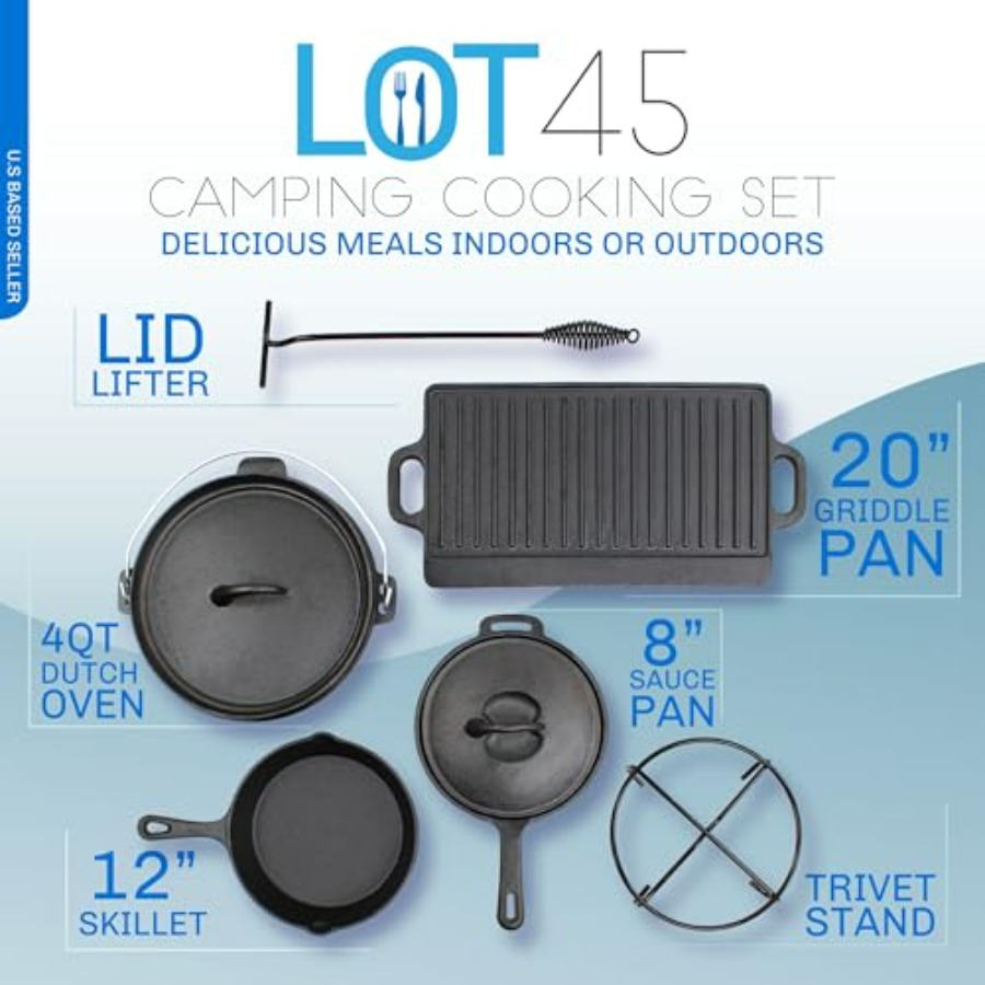 Pre-Seasoned Dutch Oven Campin - Camping Cooking Frying Pan recension och pris