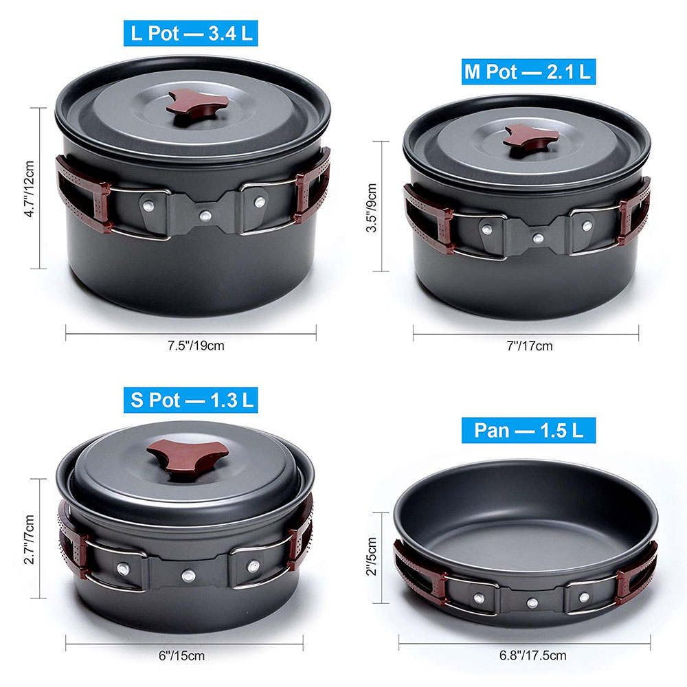 Outdoor Camping Cookware Kit N - Camping Cooking Pot Set recension och pris